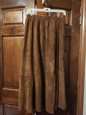 Vintage Brown Soft Suede Maxi Skirt